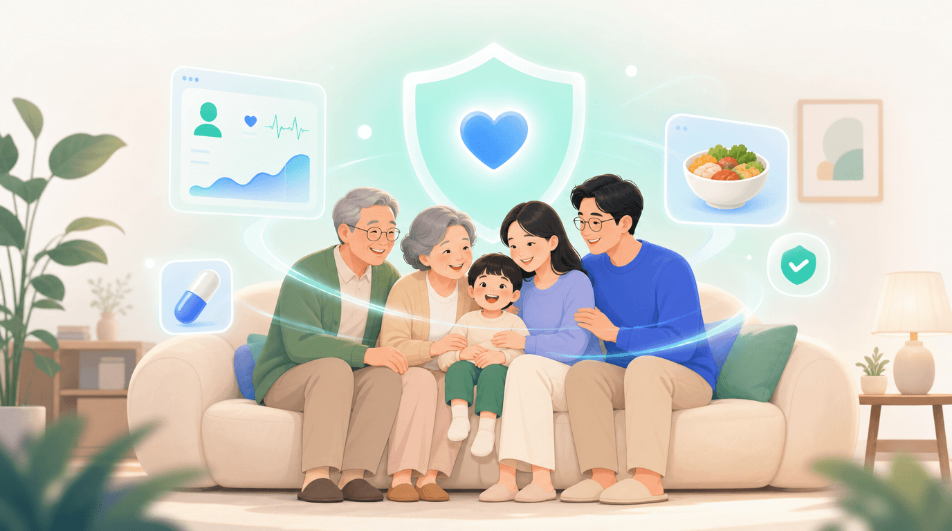 三代同堂的一家人,在健康管家的守护下安心生活